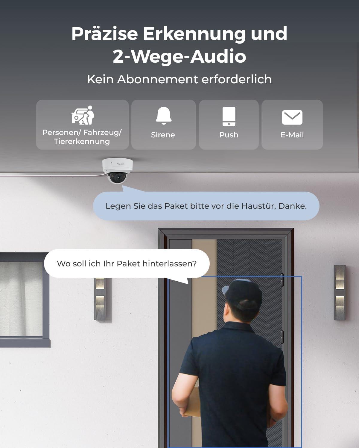 Reolink 12MP PoE Überwachungskamera Set mit 4X IK10 vandalensichere Aussenkameras, 145° Weitwinkel, Farbnachtsicht, Personen-/Fahrzeug-/Tiererkennung, 2-Wege-Audio, 8CH NVR mit 2TB HDD, RLK8-1200V4