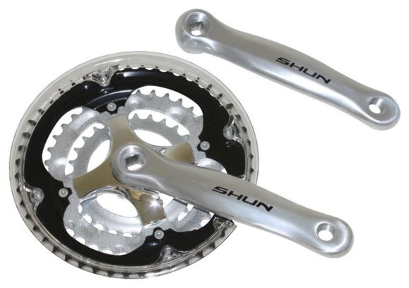 Pédalier VTT Aluminium 170mm (Boitier 118mm) Argent 170 mm
