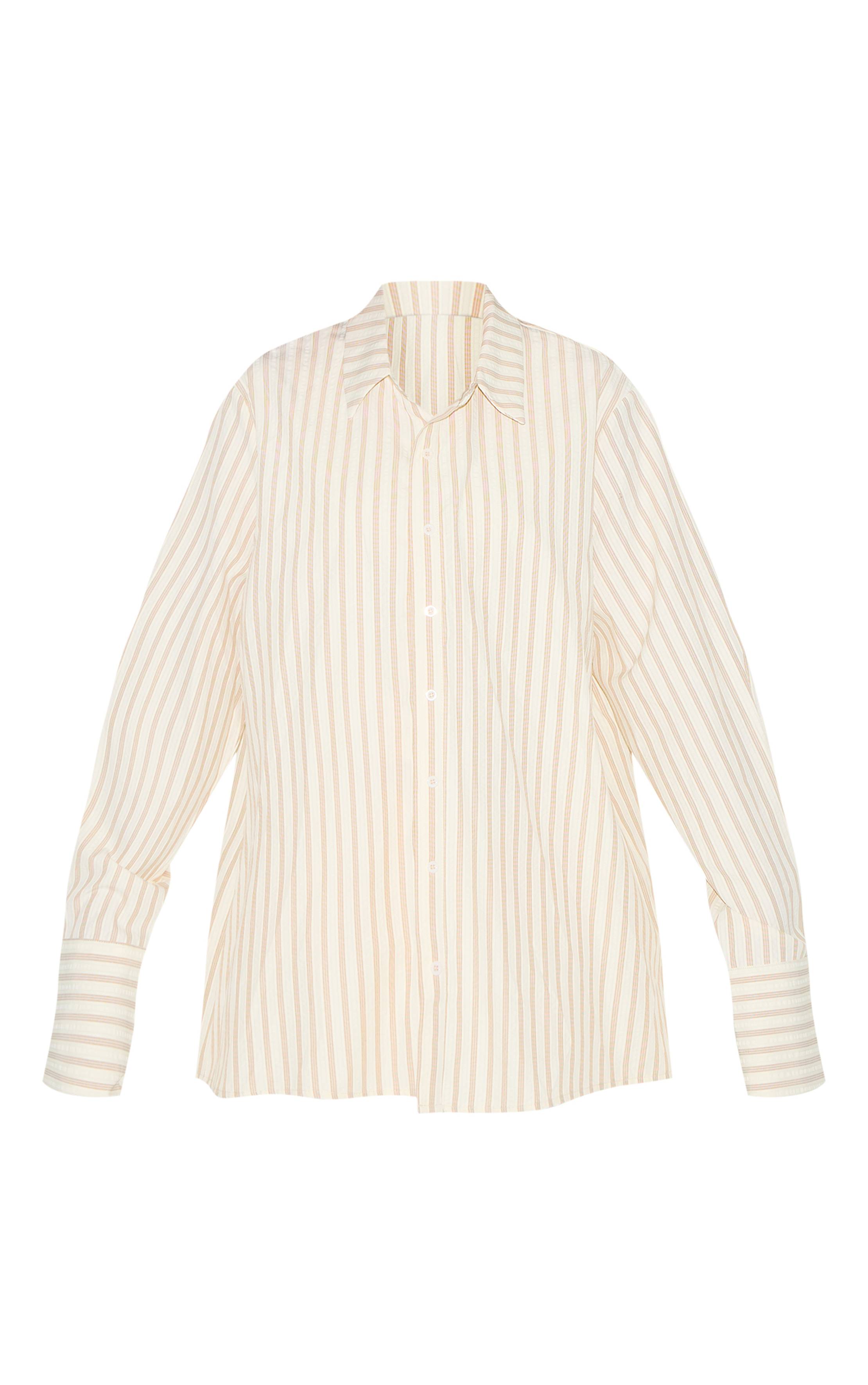 Crème Chemise Oversize À Poignets Rayés