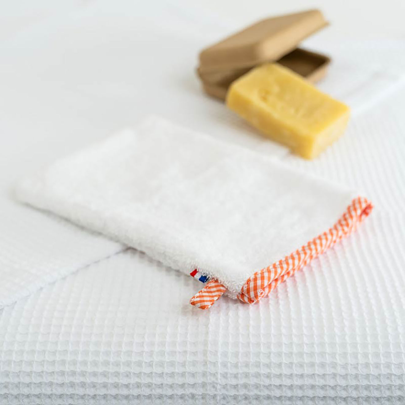 Papate Gant de toilette en Coton Bio blanc - 15x20 cm