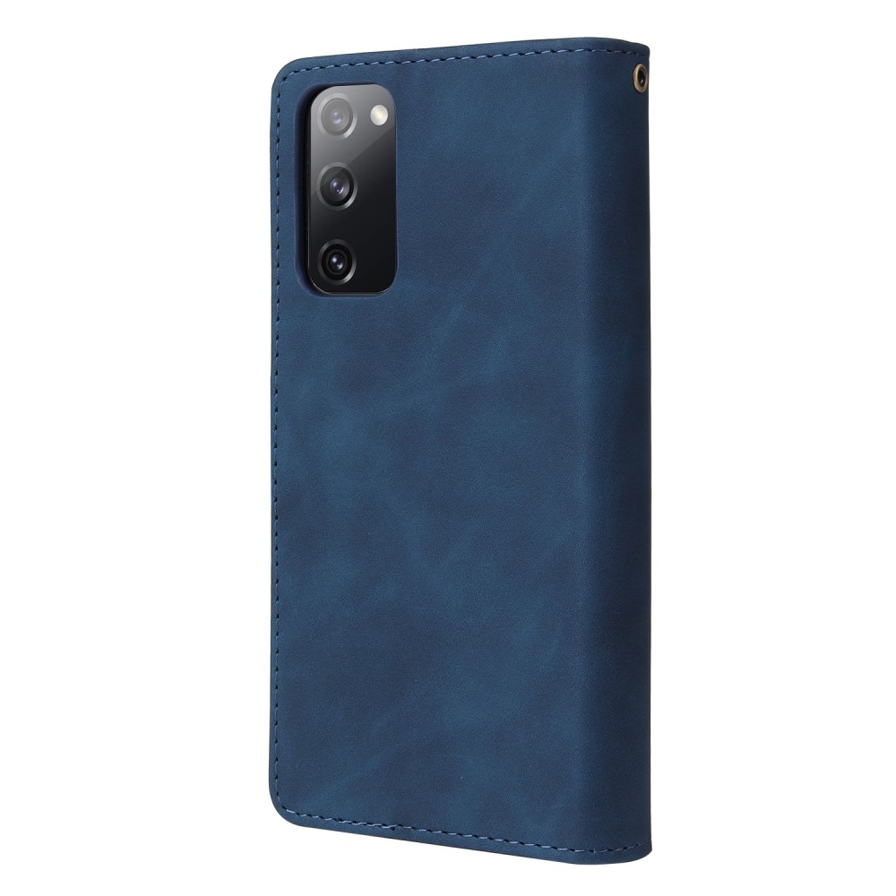 Samsung Galaxy S20 FE / S20 FE 5G Leder Wallet Etui Tasche mit 9 Kartenfächern   Münzfach - Dunkelblau