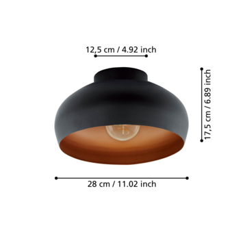 Eglo plafondlamp Mogano Ø 28 cm zwart-koper