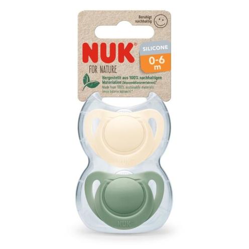 2 sucettes For Nature silicone 0-6m - Vert - NUK