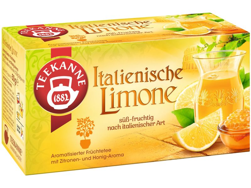 Teekanne Teebeutel Italienische Limone 20 Stück Ein sonniger Früchtetee mit Zitronen- und Honigaroma