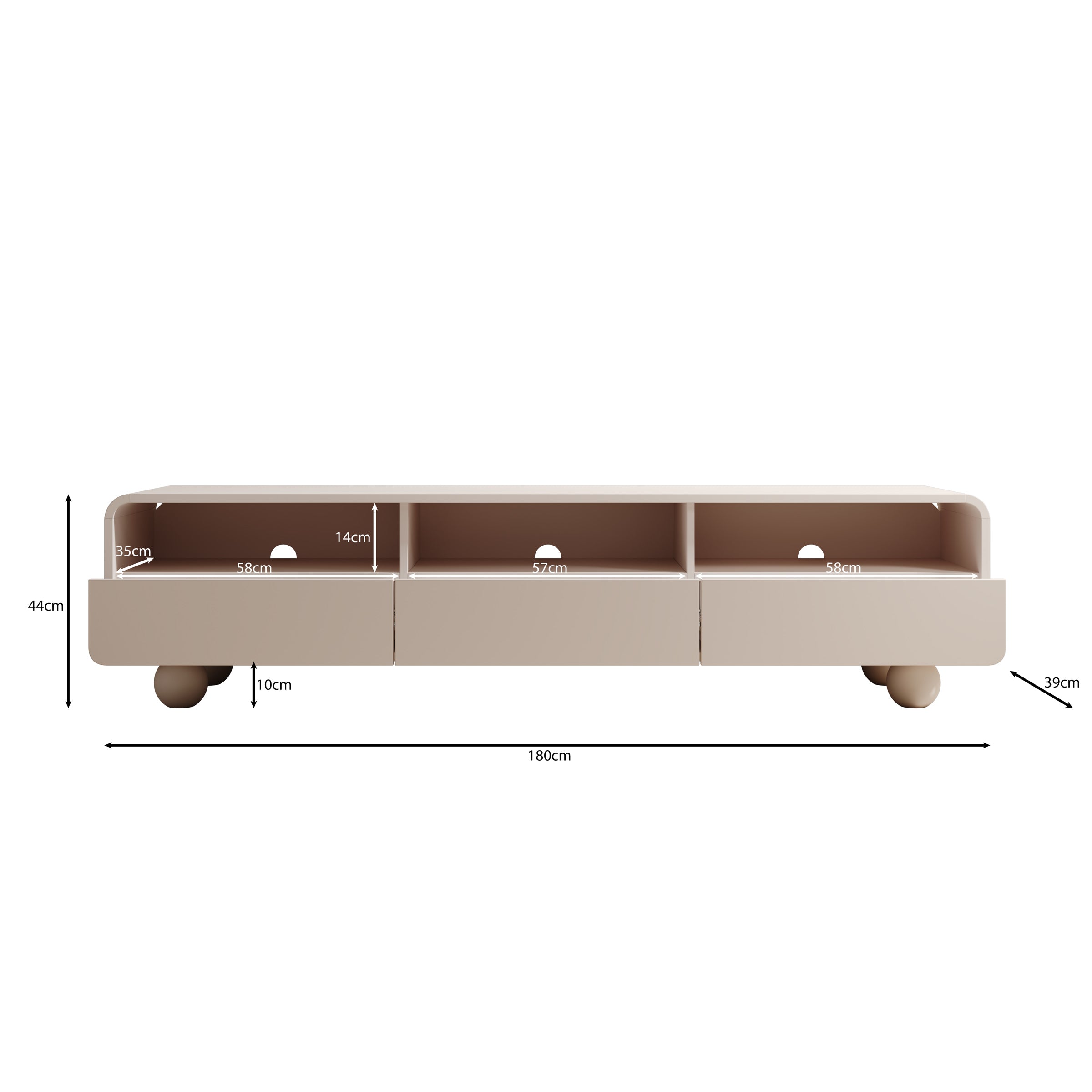 Meubella - Anobo - TV-Meubel - Beige - 180 cm