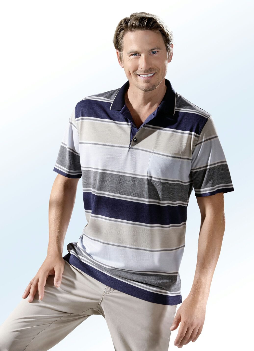 Poloshirt mit kurzer Knopfleiste