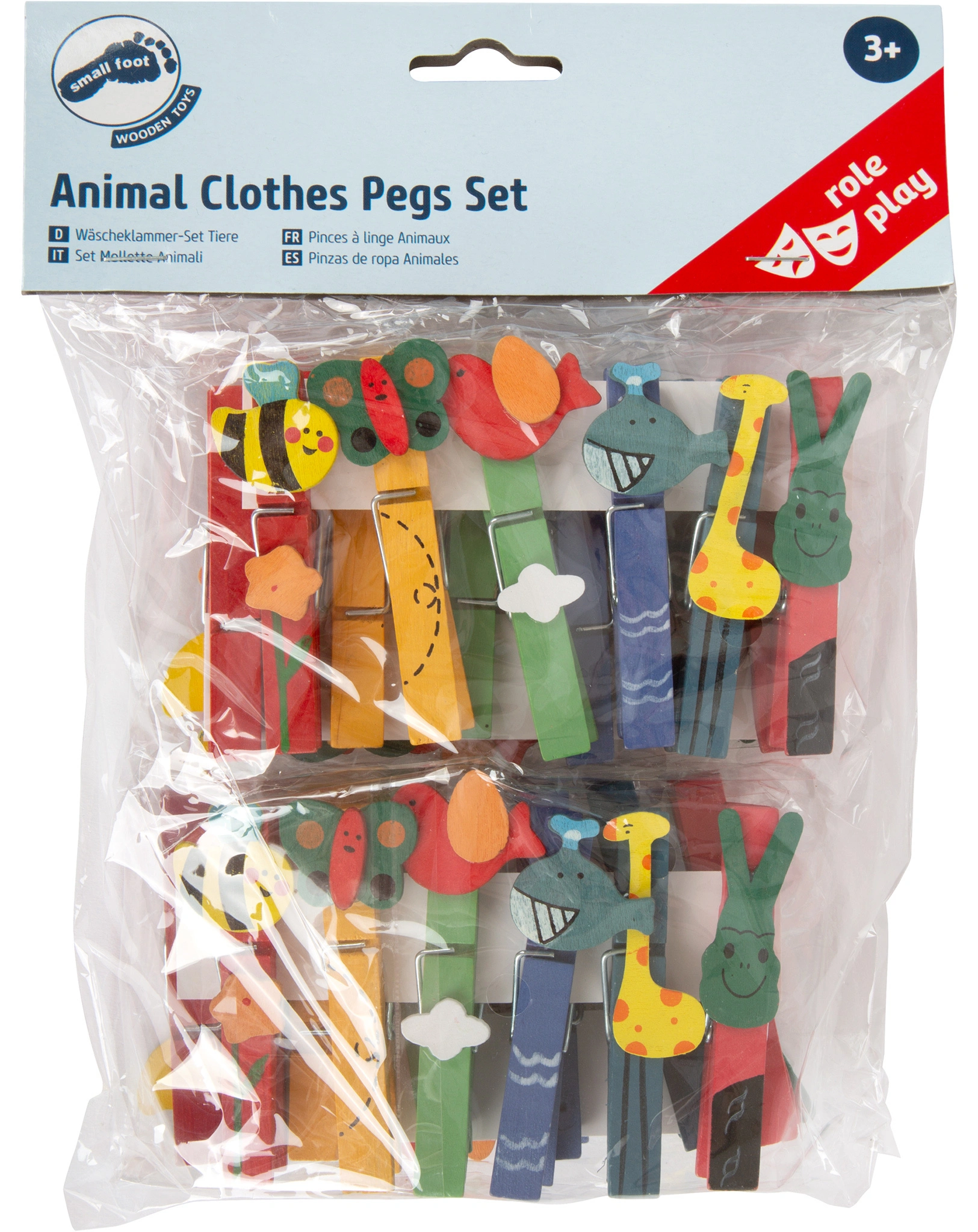 Wäscheklammer-Set BUNTE TIERE aus Holz