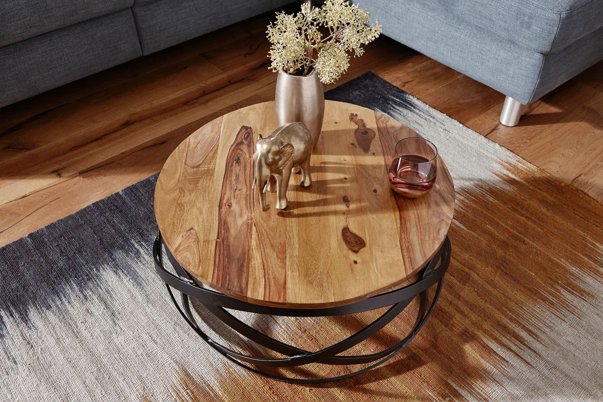 FineBuy Couchtisch MANUR Wohnzimmertisch Holz Massiv Sofatisch Tisch Wohnzimmer