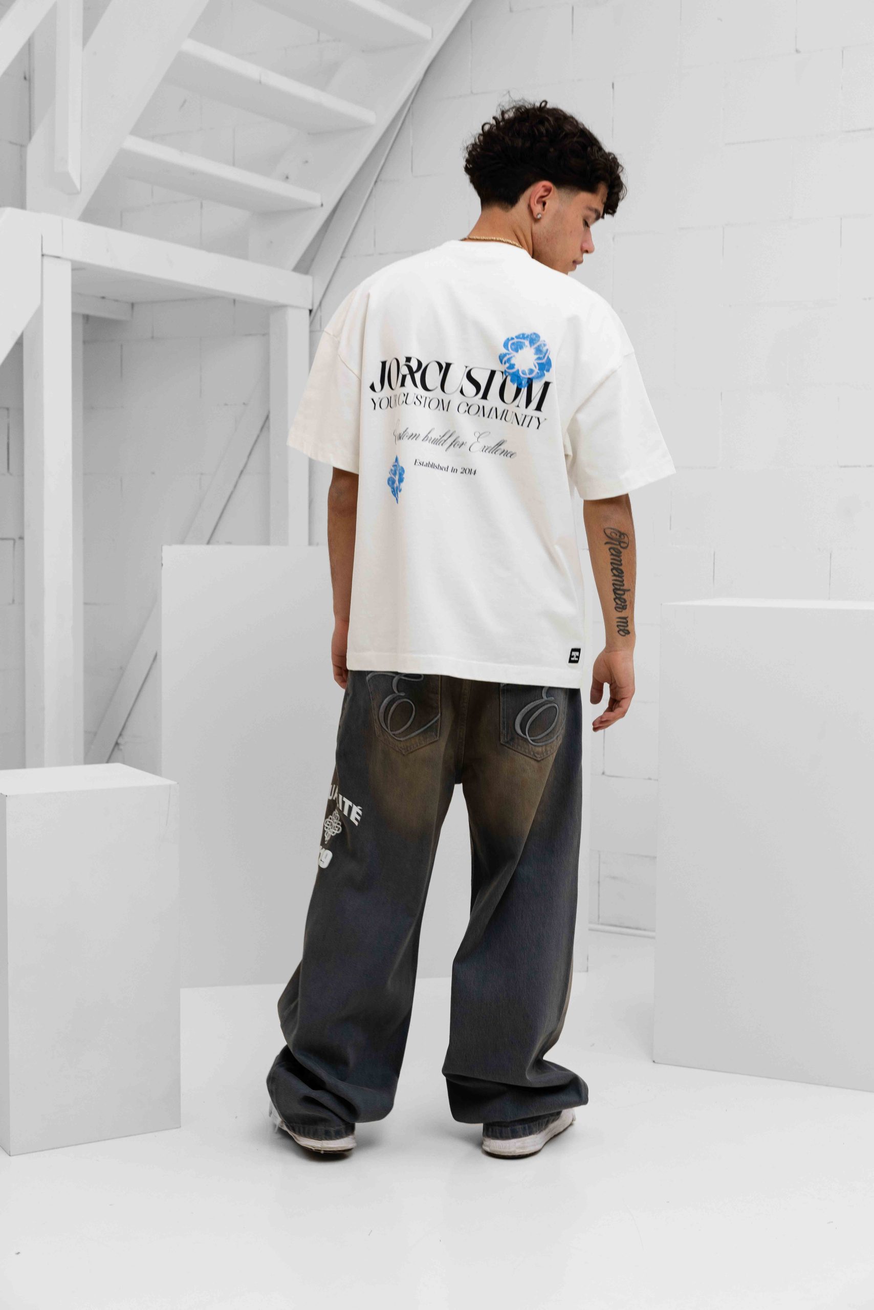 Jorcustom Flowers Loose Fit T-Shirt Heren Wit