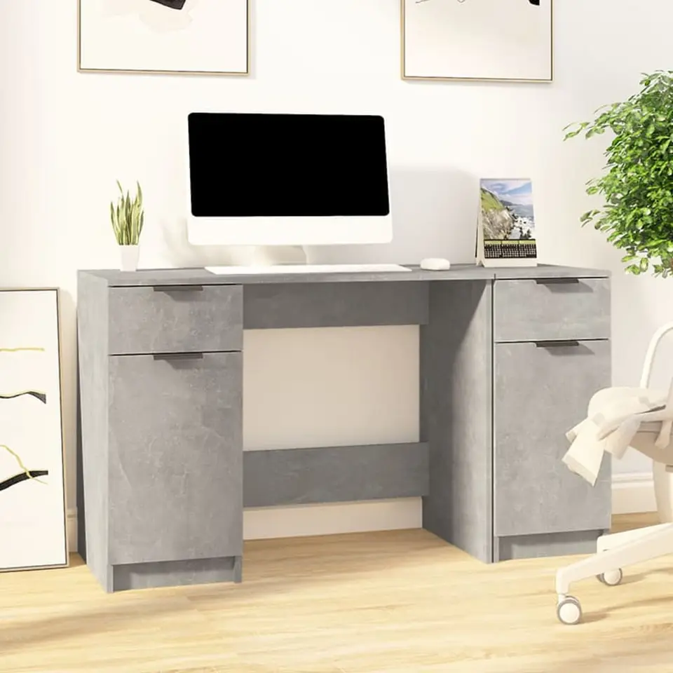 vidaXL - Bureau - Grijs - Bewerkt hout