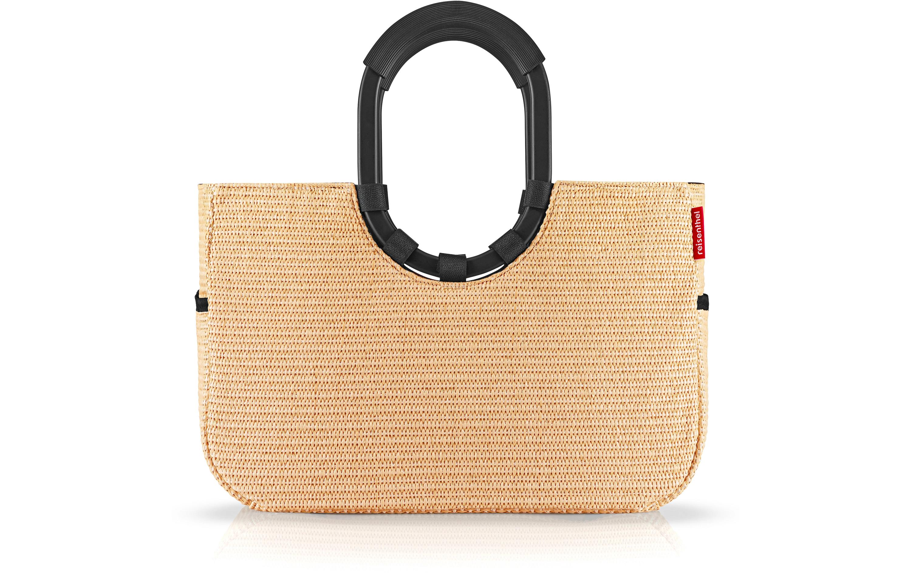 Einkaufskorb loopshopper M Frame Raffia blackElegante Einkaufstasche