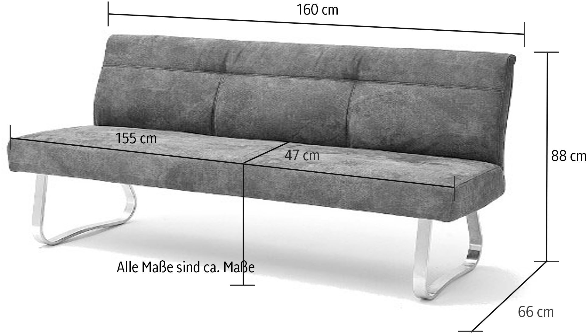 MCA furniture Polsterbank »Talena« mit einem Edelstahl Gestell, in zwei Farbvarianten und zwei Breite