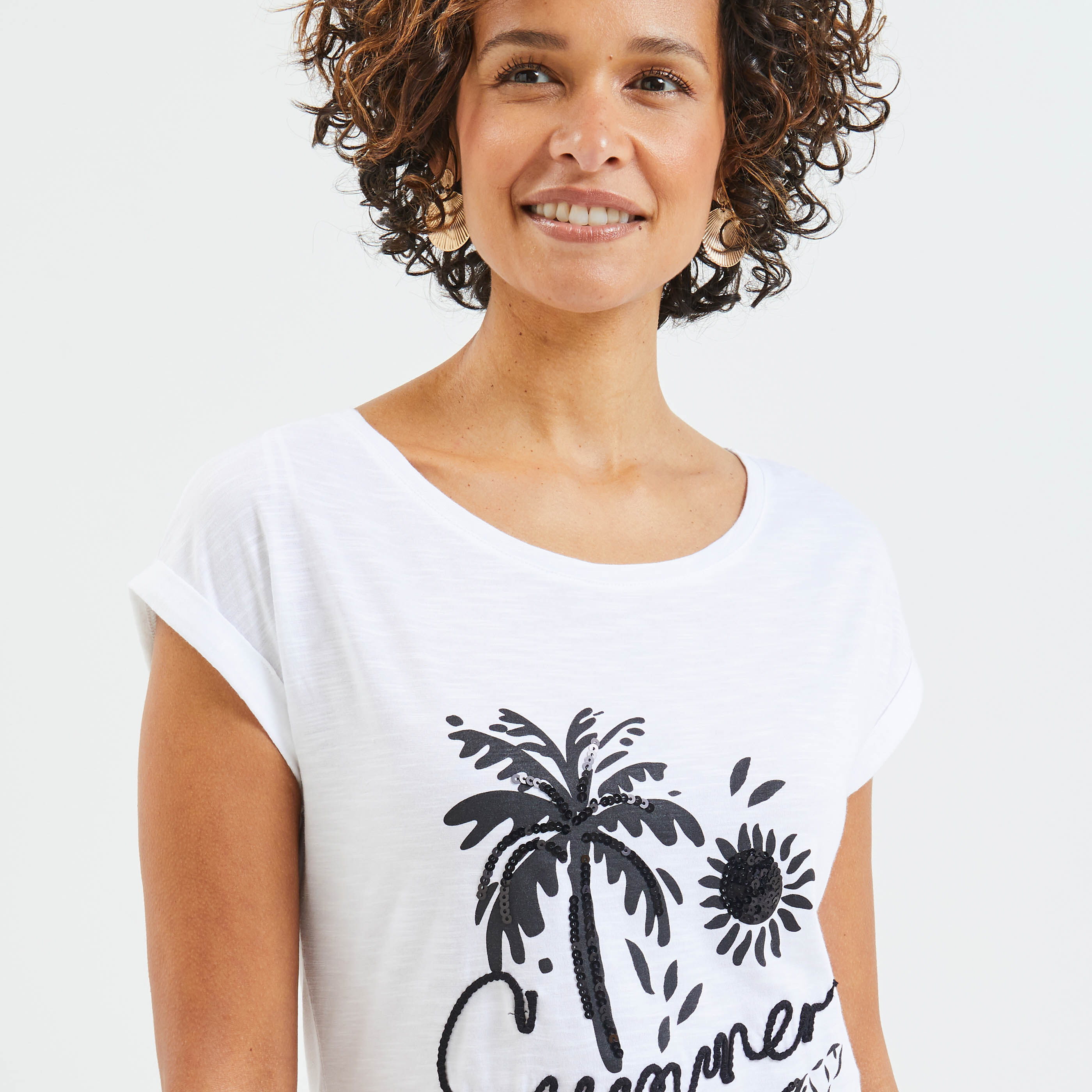Tshirt imprimé femme - BLANC CASSE