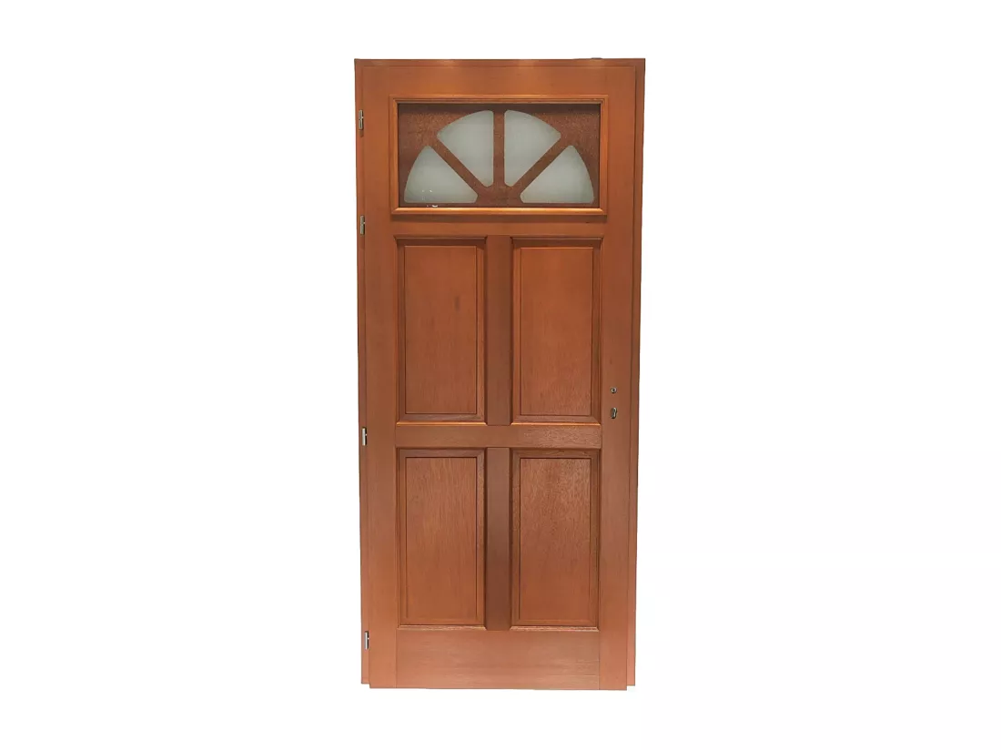 Porte D'Entrée Bois Vitrée, Ferji, H,215Xl,90 P, Droit Cote Tableau