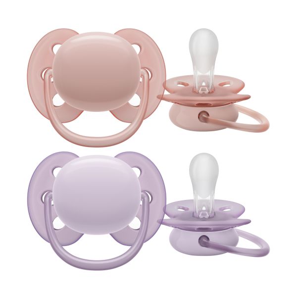 Philips Avent Ultra Soft Fopspeen - 0-6 Mnd - Roze/Paars - 2 Stuks