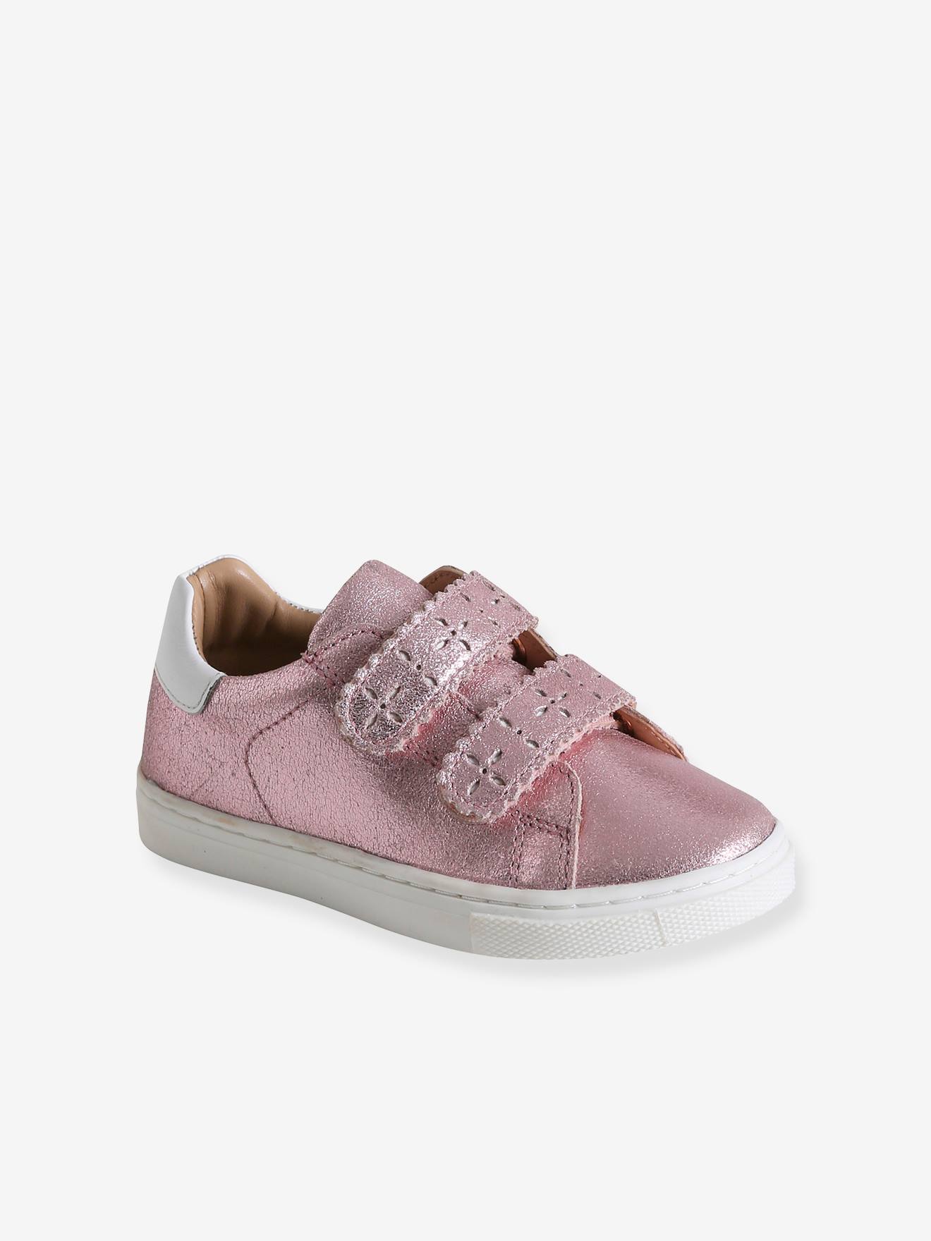 Tênis de couro com fecho de velcro para meninas, modelo especial Autonomia Light Metallic Yellow