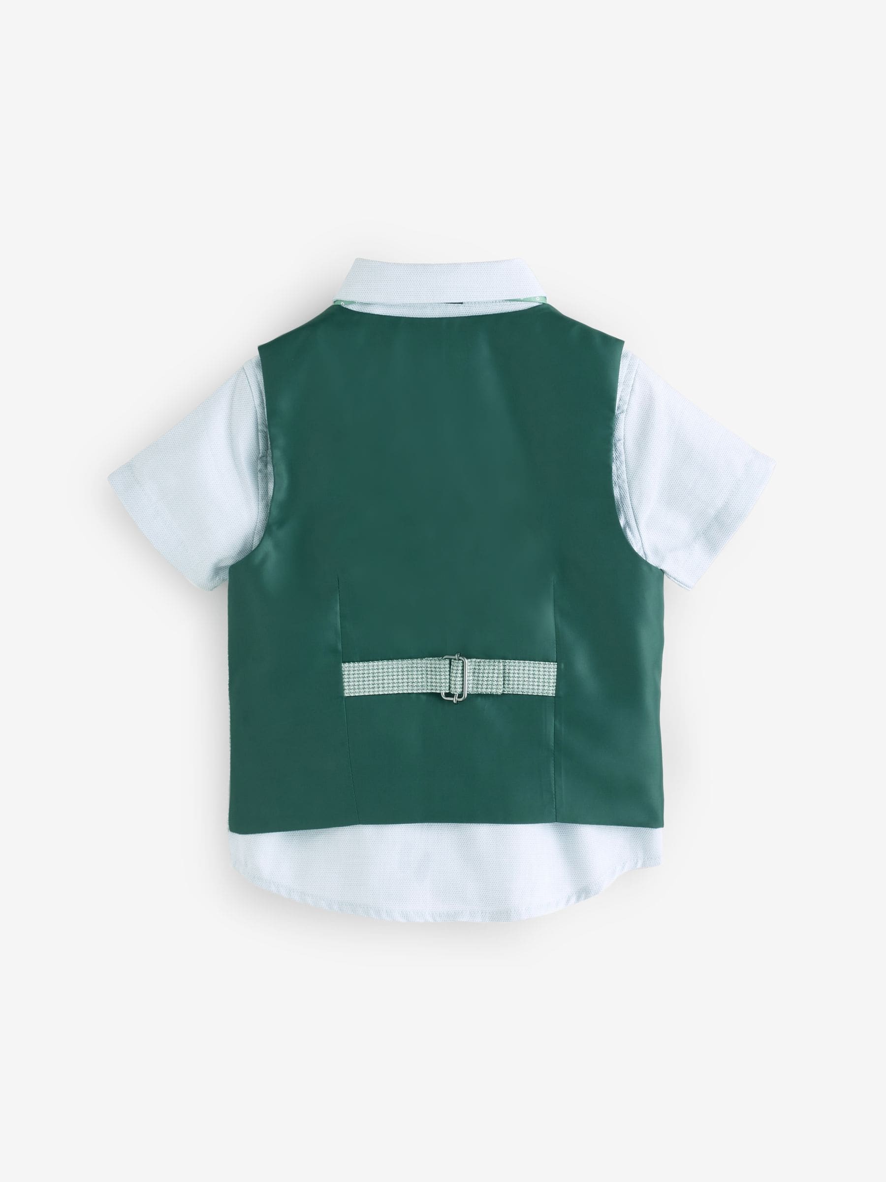 Sage Green Puppytooth - Set van gilet, hemd en vlinderdas (3mnd -9jr)