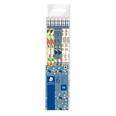 STAEDTLER Pattern - Pack de 6 crayons à papier HB - embout gomme