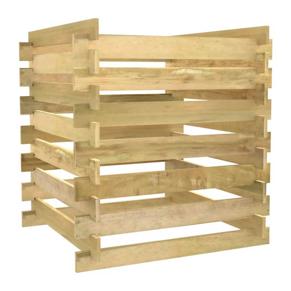 Composteur de jardin à lattes 90x90x90 cm bois de pin imprégné