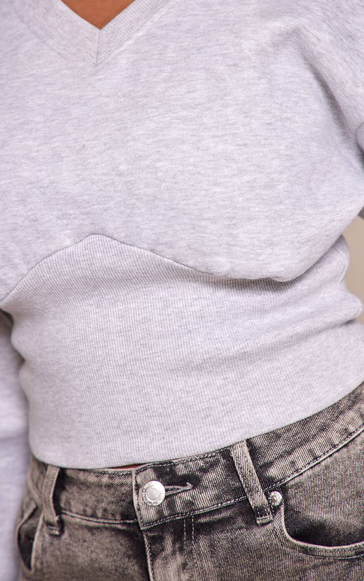 Gris Sweatshirt Shape Col V Taille Cintrée