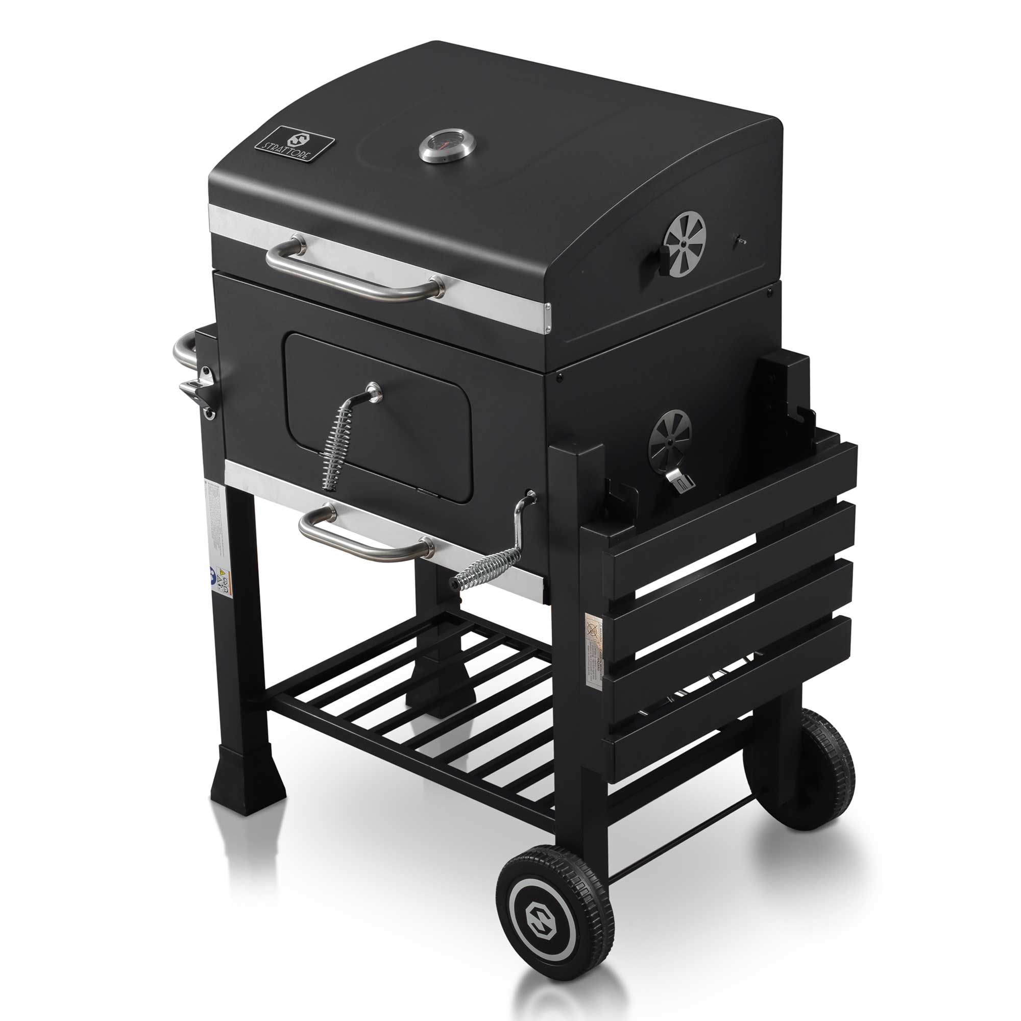 Strattore Holzkohlegrill / quadratischer BBQ XL Grillwagen aus Eisen