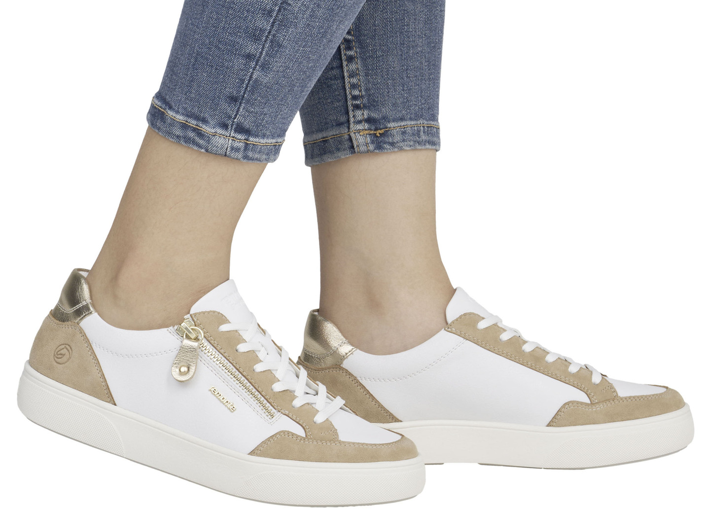 Remonte Sneaker aus Nappa- und Veloursleder mit Metallic-Besatz
