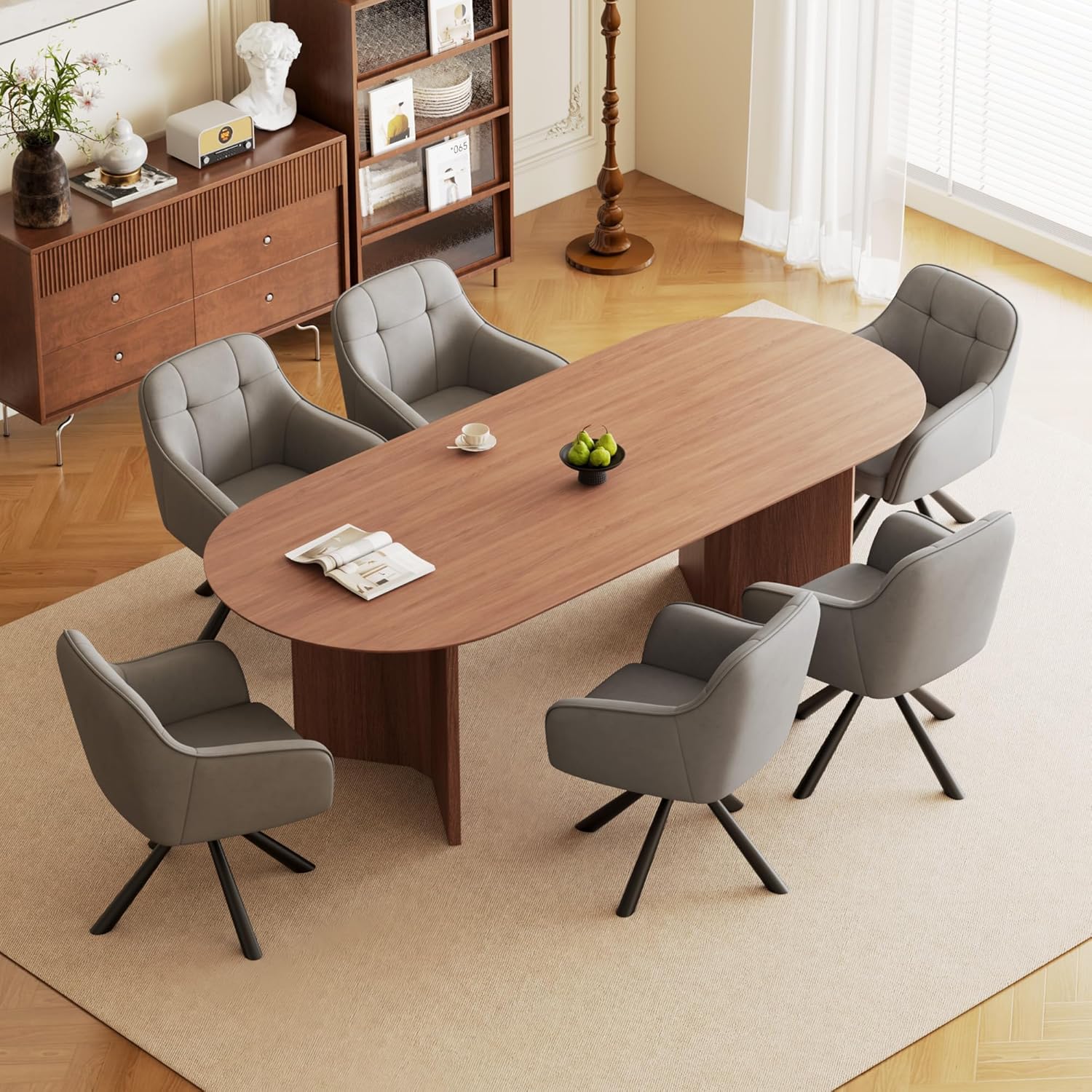 YOUDENOVA Esszimmerstühle 2er Set, 360° Drehbar mit Armlehnen, Samt Polsterstuhl für Esszimmer, Küche, Wohnzimmer & Büro, Stühle Esszimmer Grau