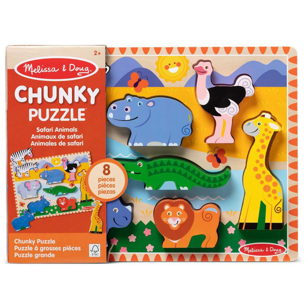 Køb Melissa & Doug Multifarvet Wooden Chunky Puzzle Safari Animals