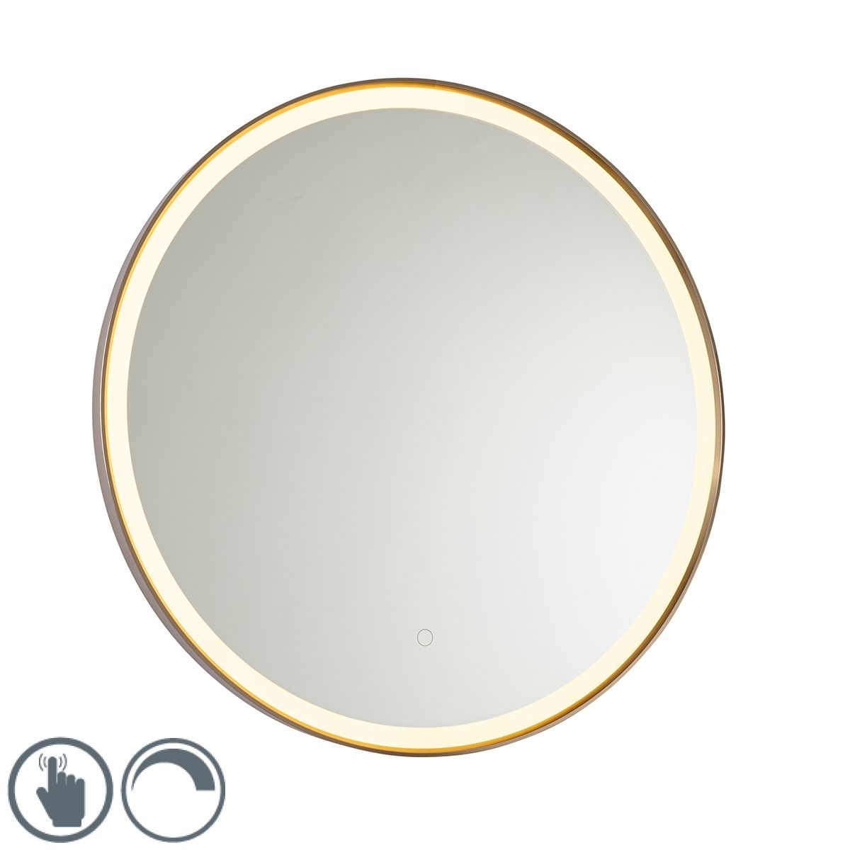 Badkamerspiegel rosé goud 70 cm incl. LED met touch dimmer - Miral