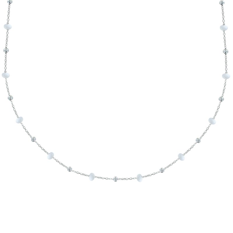 Collier Argent Perles Émaillées et Perles Argent
