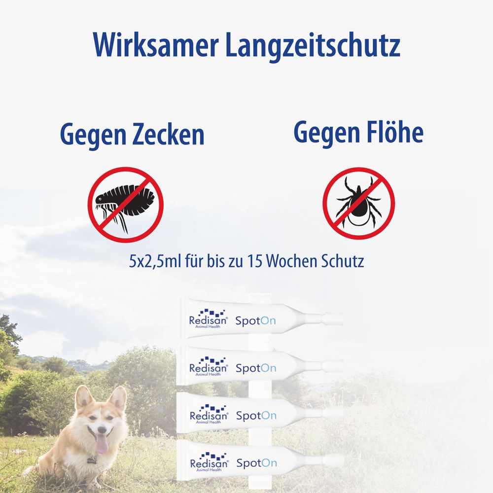 Redisan® Spot on Hund - Pflanzenbasiertes Zeckenmittel - OHNE CHEMIE - Effektiver Schutz vor Zecken, Flöhen und Insekten - Zeckenschutz Hund ohne Nebenwirkung - Bis zu 15 Wochen Schutz