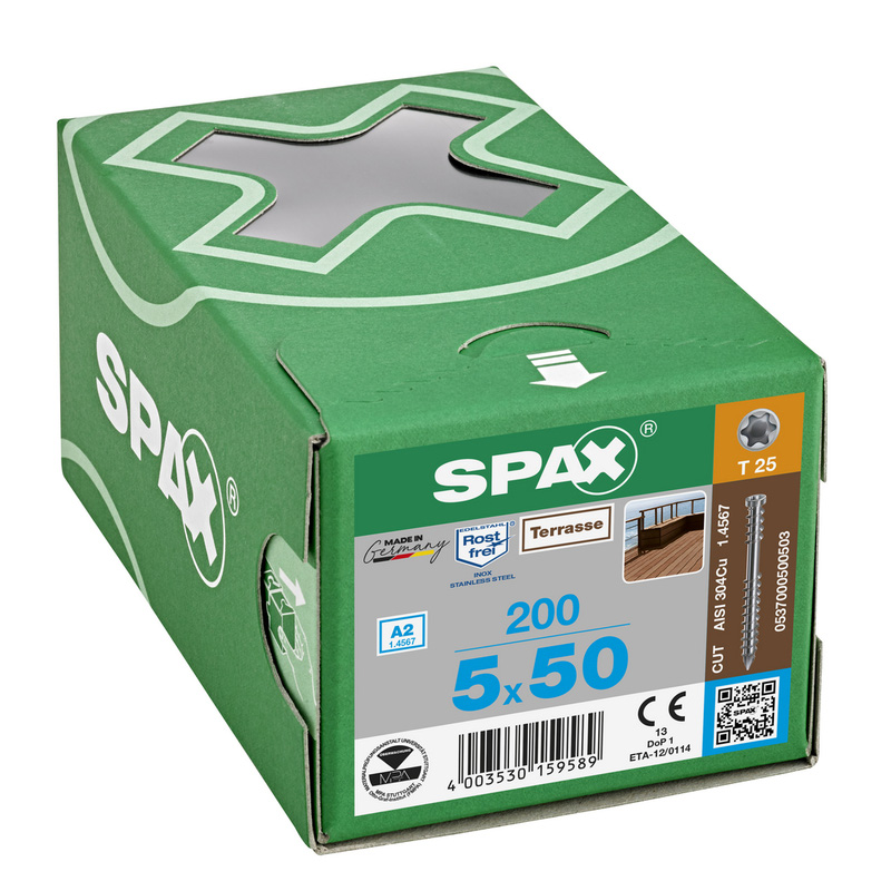 Spax vlonderschroeven T-STAR plus platkop RVS 5x50mm TX20