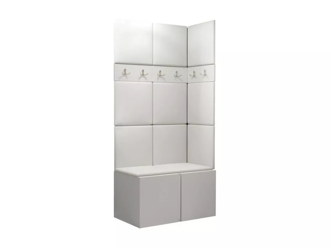 Meuble d'entrée Hartford 264, 186x84x46cm, Blanc, Tapisserie|Faux cuir