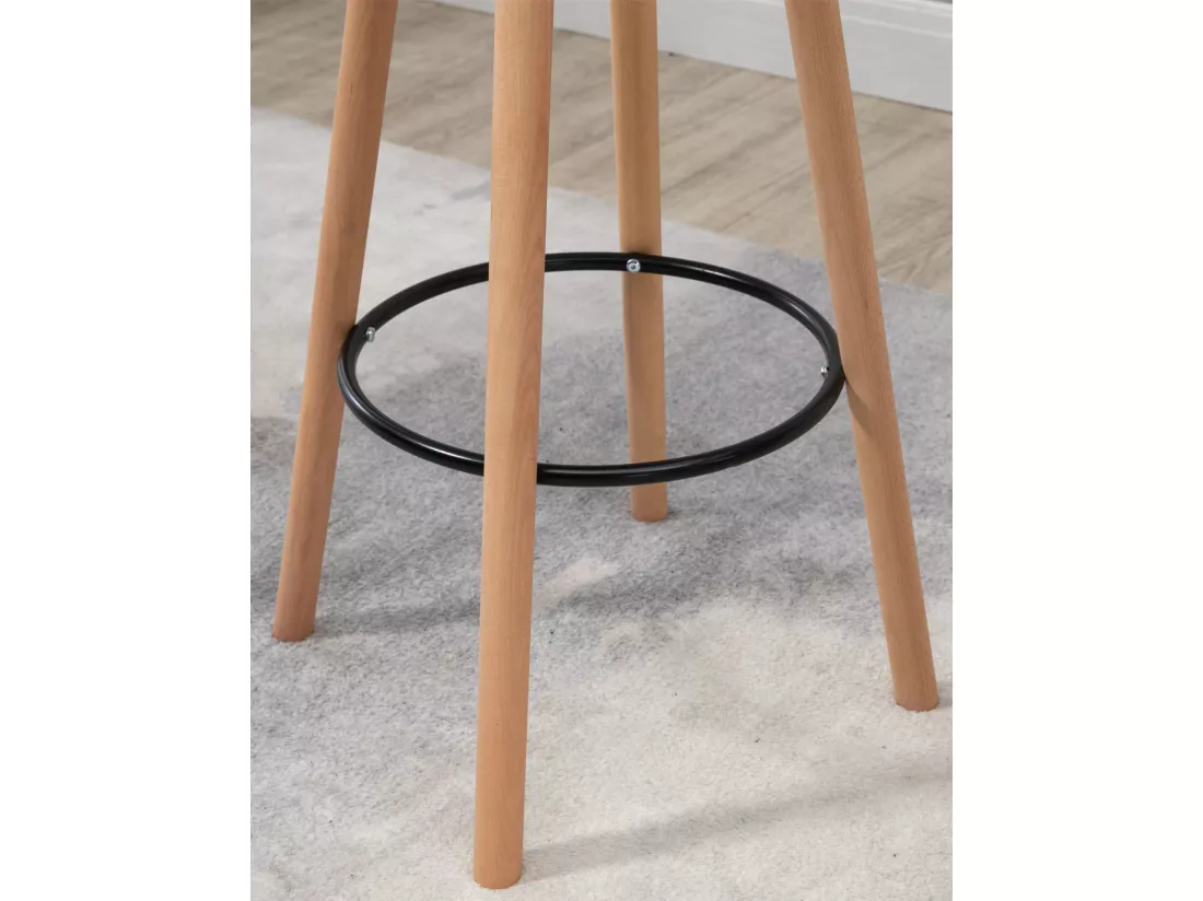 Table haute - rond Ø 60 cm - Bois - Nature / Blanc - Livia