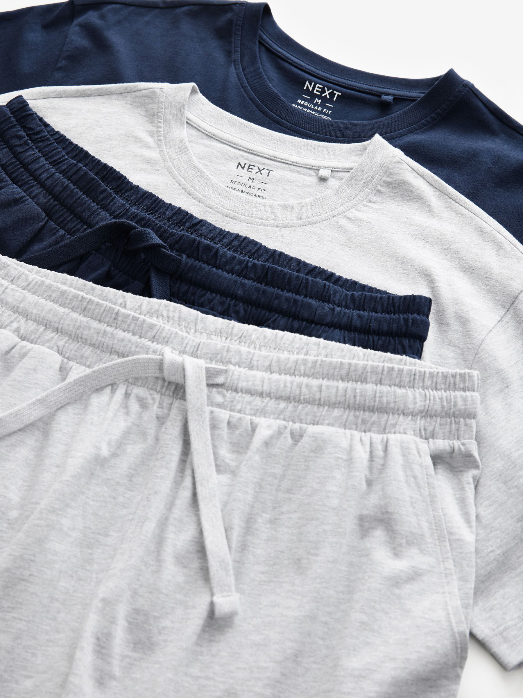 Marineblauw/grijs - Korte jersey pyjama's verpakking van 2