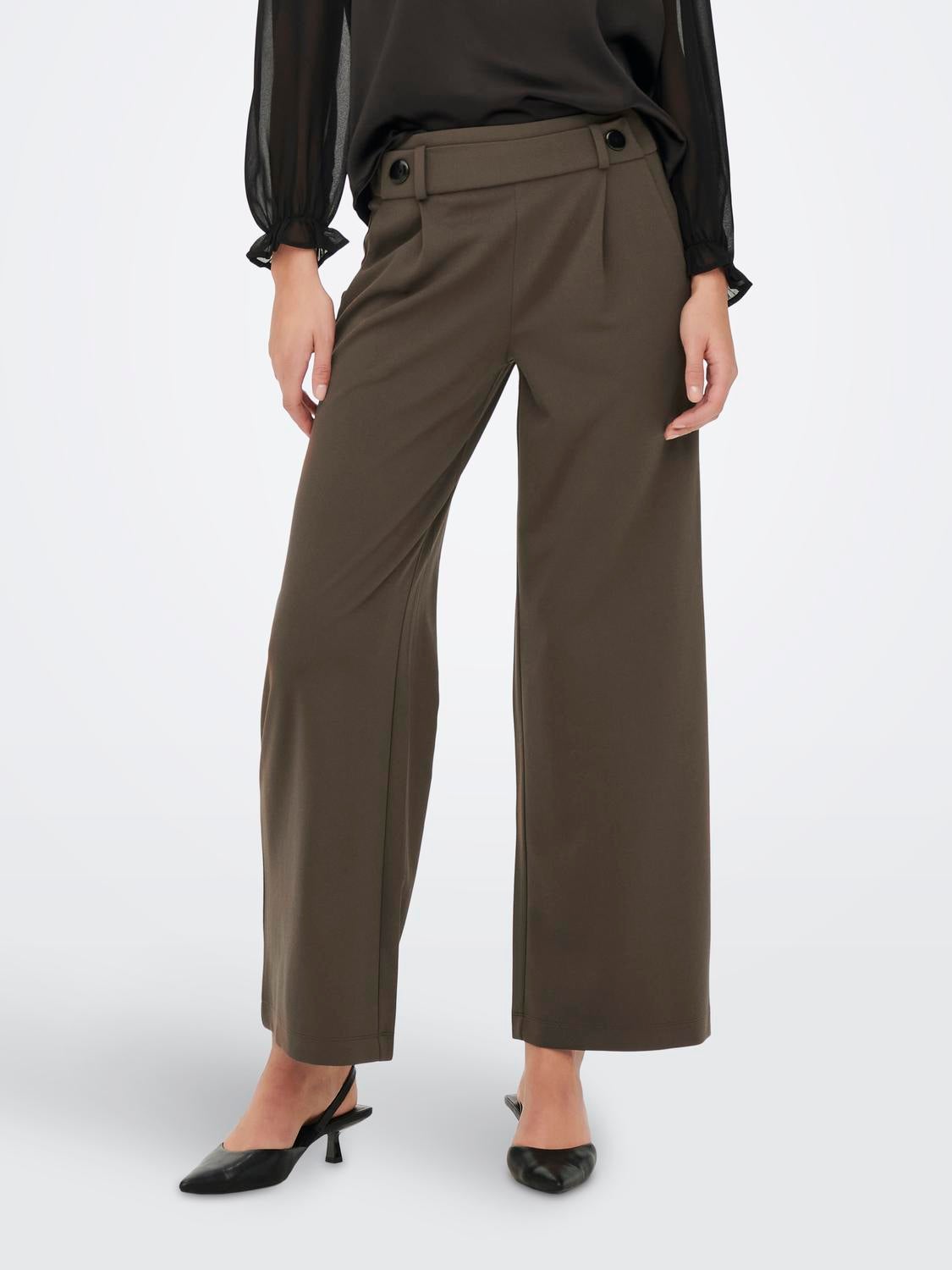 JDYGEGGO Mittlere Taille Weiter Beinschnitt Hose mit weitem Beinschnitt Chocolate Brown