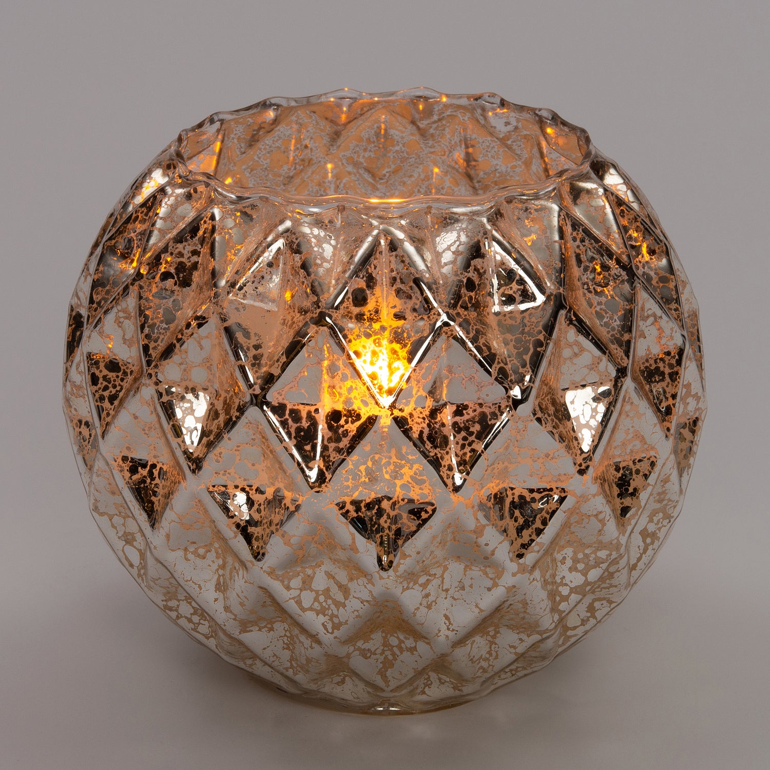 Anna's Collection LED kaars in glas met bewegende vlam zilver D 12 H 10 cm