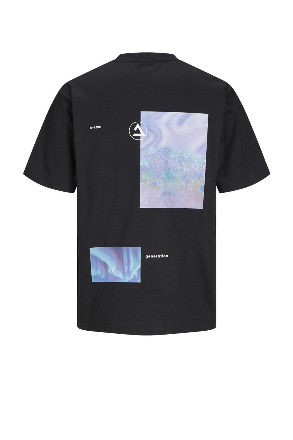 JACK & JONES T-shirt JCOSOLARRIZE met backprint zwart