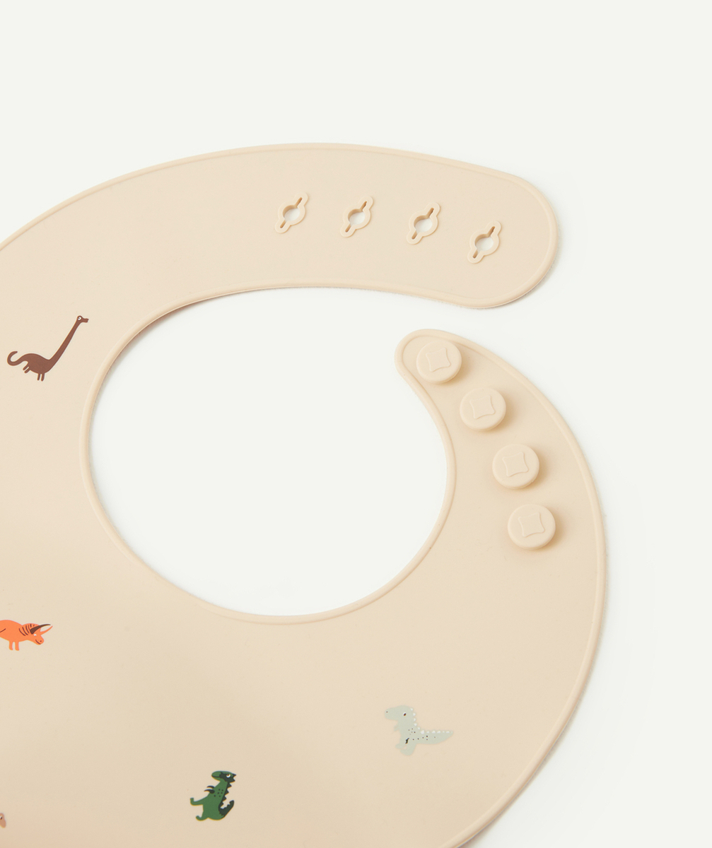 MUSHIEBAVOIR DINOSAURES BEIGE EN SILICONE POUR BÉBÉ