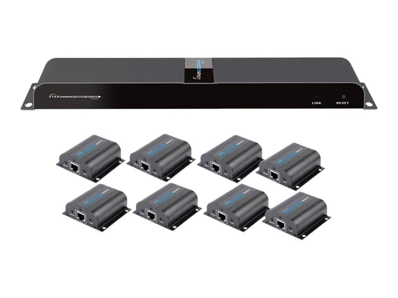 TECHly HDMI 1x8 Extender Splitter over CAT6/6a/7 50m with IR pass-back - Sender   8 modtagere - video/audio/infrarød forlænger - HDMI, infrarød - over CAT 6/6a/7 - 8 porte - op til 50 m