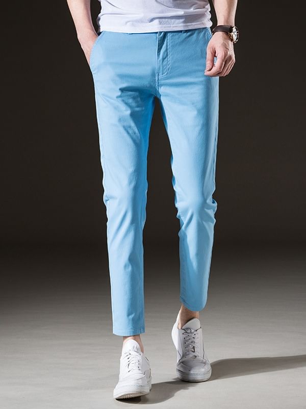 Denimic - Mid Rise Plain Cropped Tapered Pants