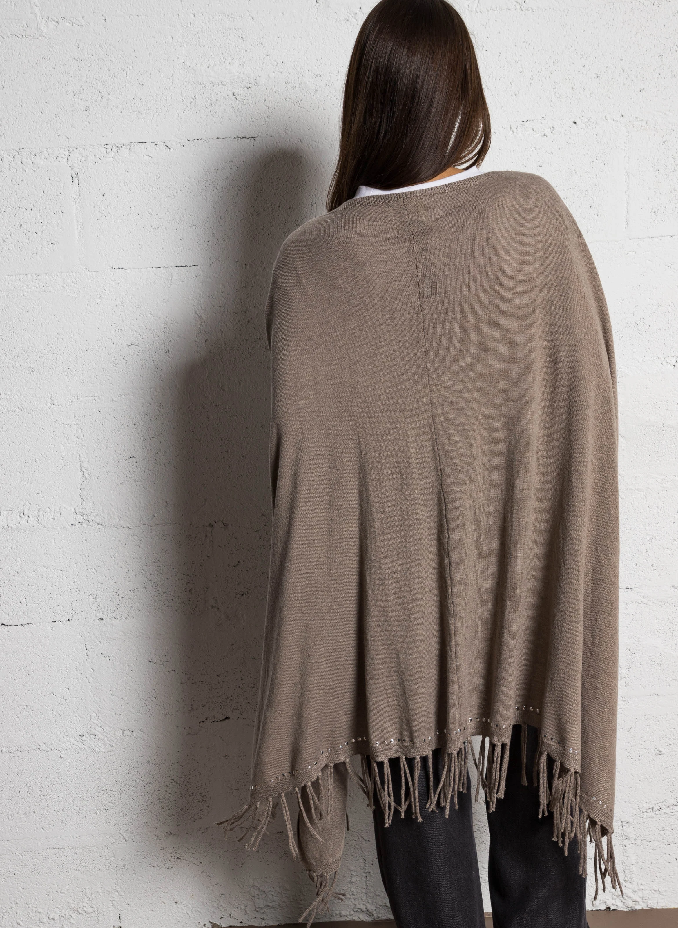 Echarpe à franges en maille | Beige