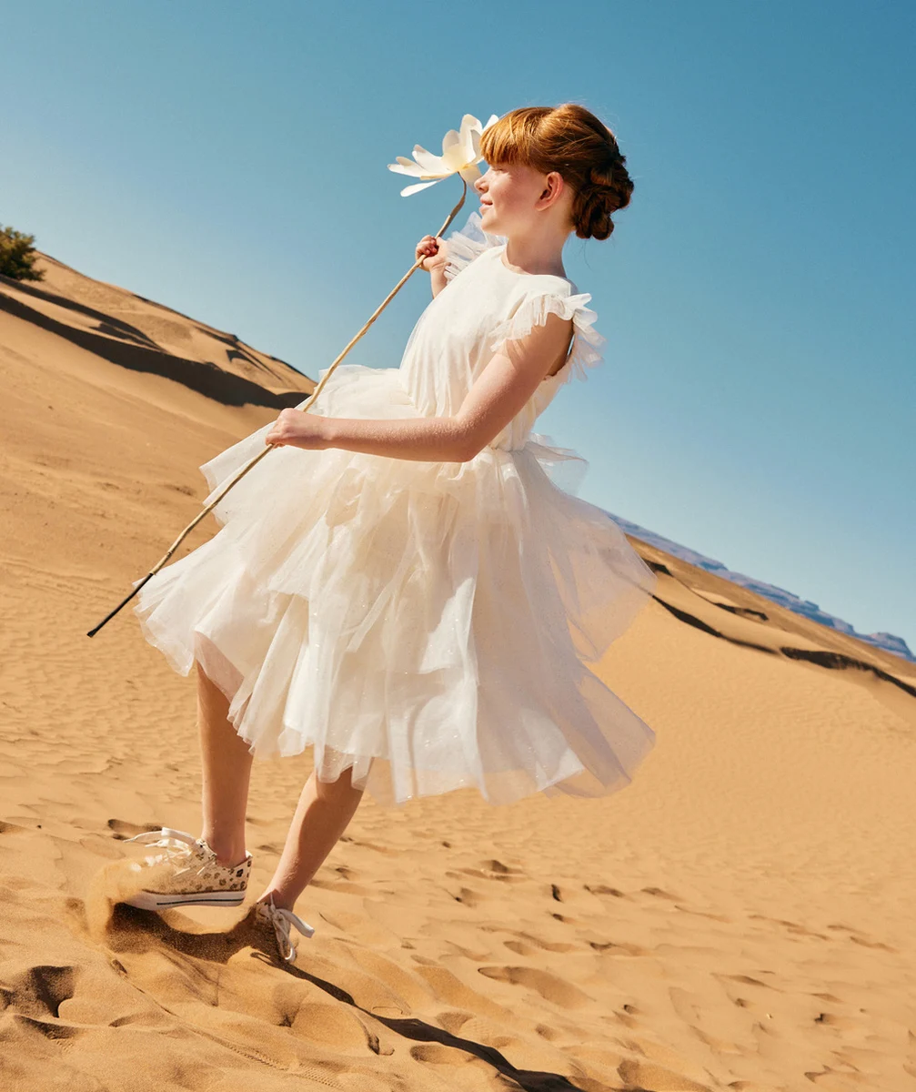 robe de cérémonie fille en tulle écru pailleté