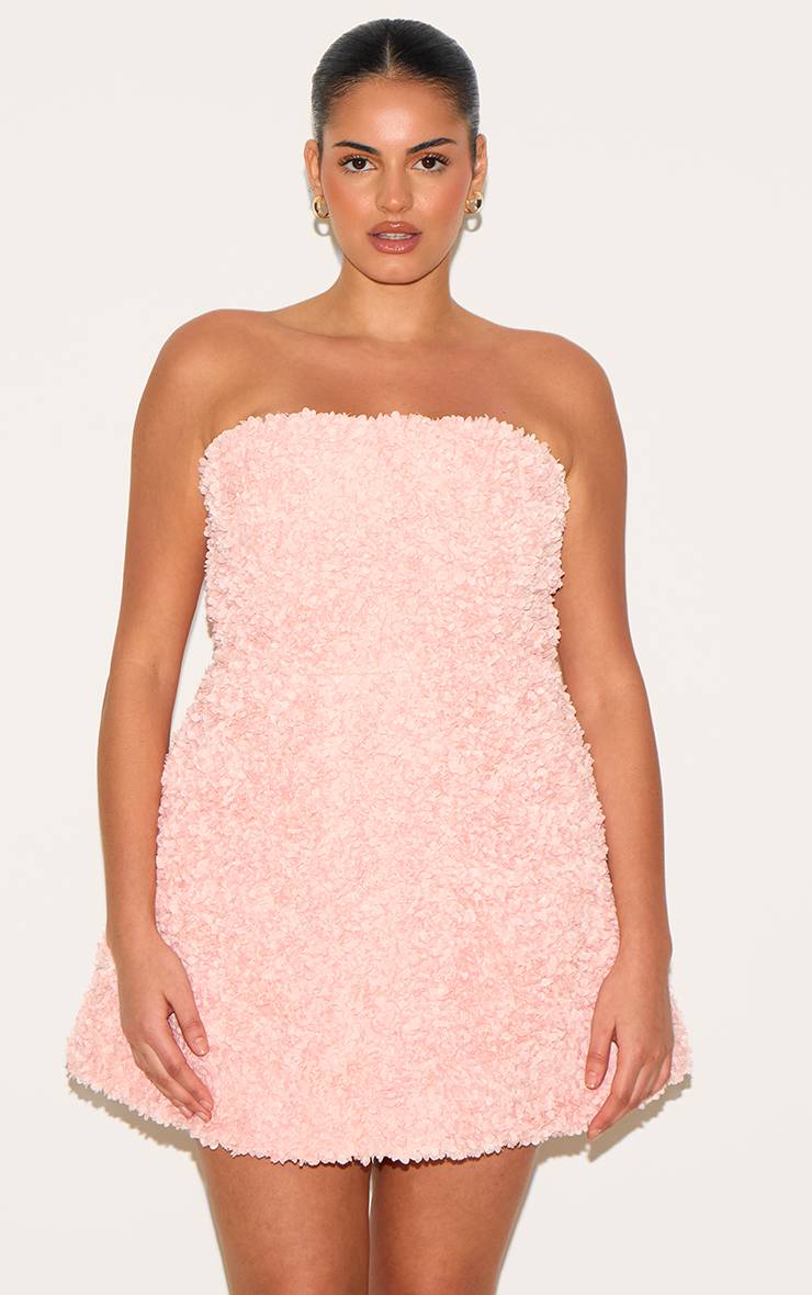 Rose Bébé Robe Mini Bandeau Texturée À Motif Floral Grande Taille