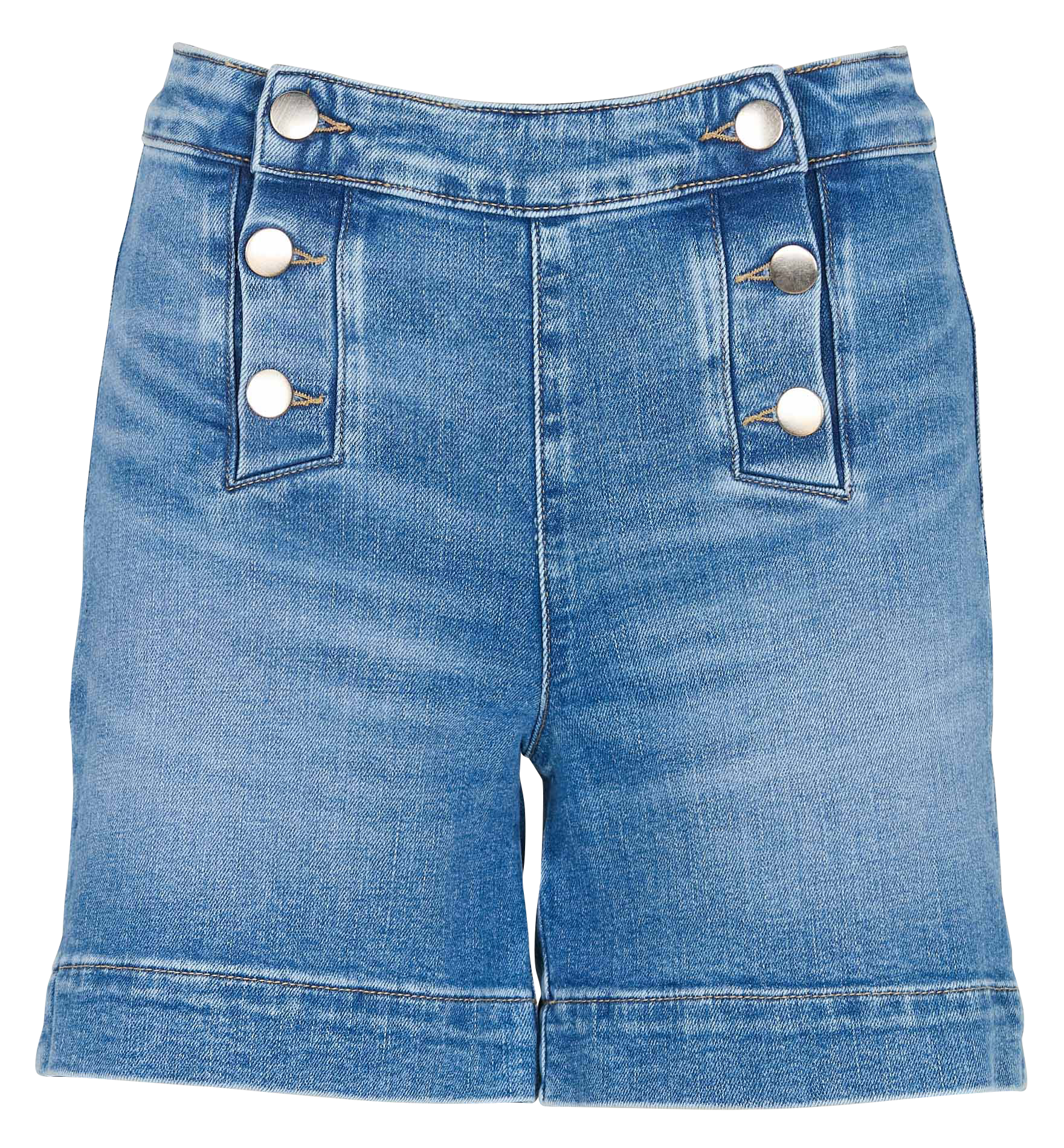 MICKY - Short droit taille haute en coton | Bleu