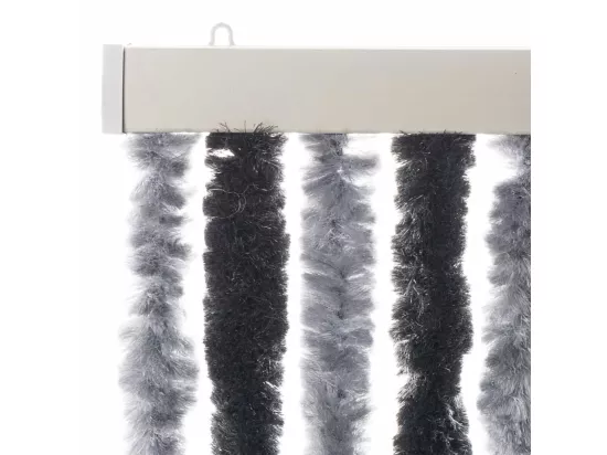 Rideau anti-mouches gris et noir 118x220 cm chenille