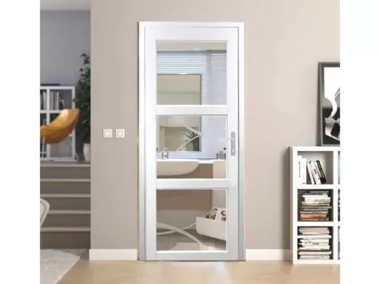 Bloc Porte Kenya Blanc Vitrage Transparent H204 X L73 Poussant Gauche Côtes Tableau Gd Menuiseries