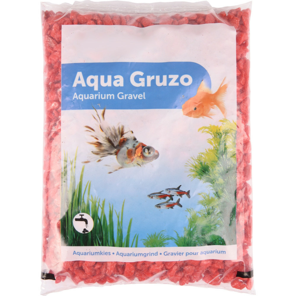Gravier neon rouge 1 kg pour aquarium.