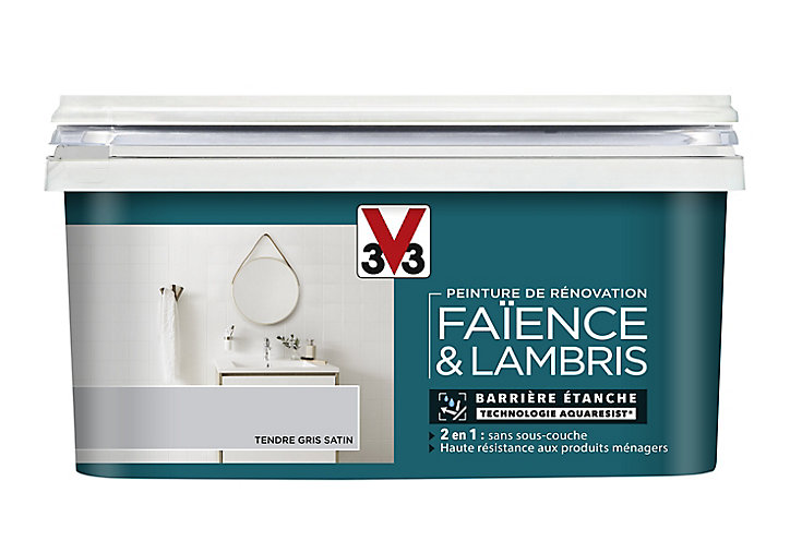 Peinture de rénovation faïence et lambris V33 tendre gris satin 2L