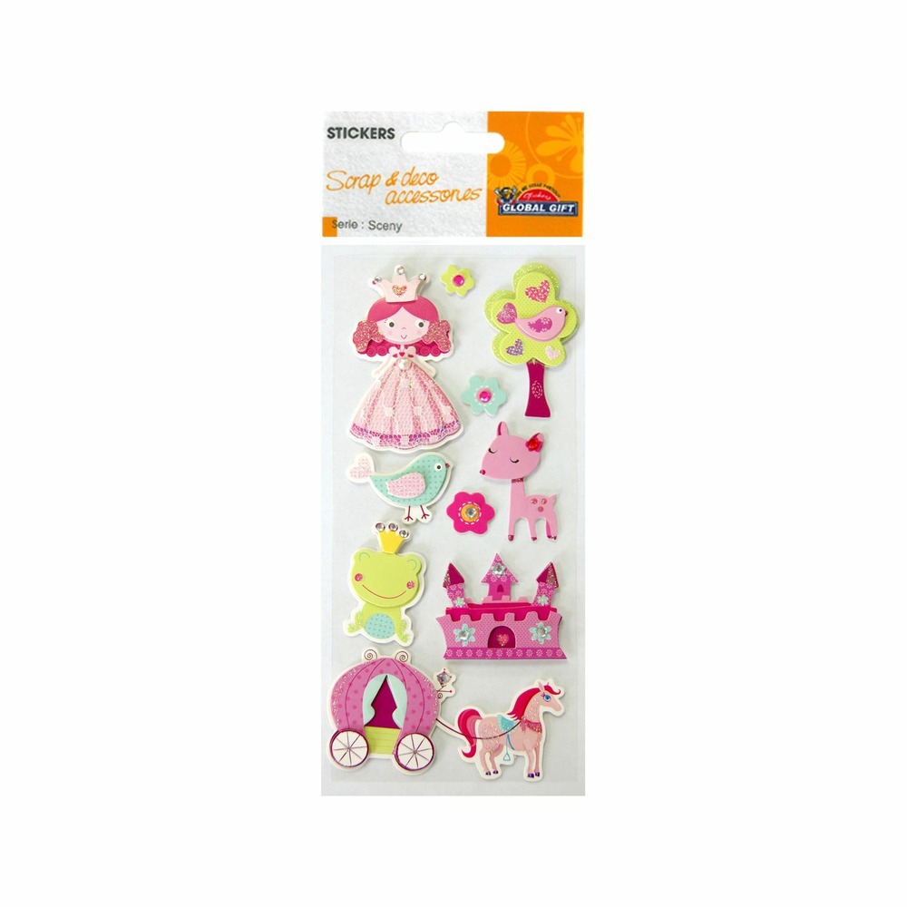 Autocollants en relief à paillettes - contes et princesses